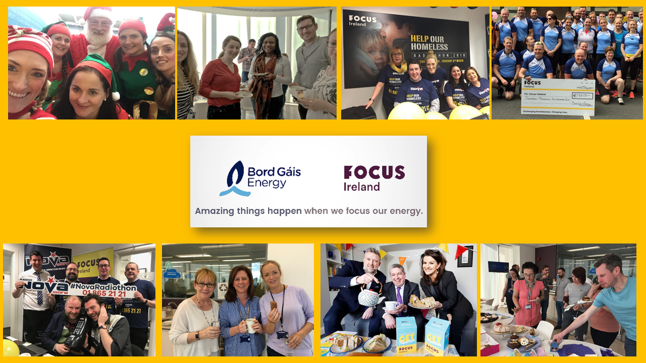 Pictures of Bord Gais Energy staff raising money for Focus Ireland